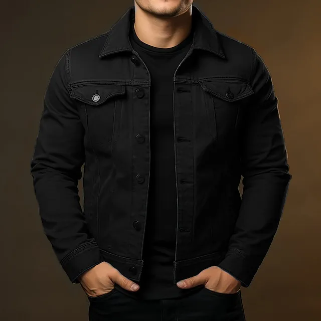 Men’s Sport Coat Chore Jacket Casual Daily Wear Windproof Warm Button Fall Winter Solid Color Plain Fashion Streetwear Lapel Regular Cotton Black White Red Navy Blue Blue Jacket 6abca79c65b3dfd3b5c043c789dae7ae