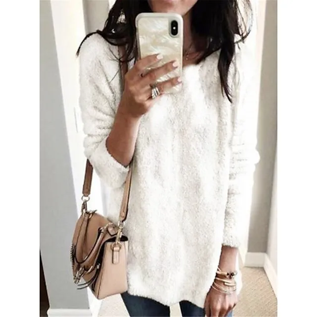 Women's Pullover Sweater Jumper Turtleneck Ribbed Knit Cotton Oversized Fall Winter Regular Daily Going out Weekend Stylish Casual Soft Long Sleeve Solid Color Black White Yellow S M L