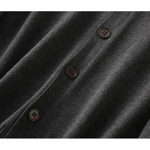 Men’s Sweater Cropped Sweater Cardigan Sweater Ribbed Knit Regular Knitted Plain V Neck Warm Ups Modern Contemporary Daily Wear Going out Clothing Apparel Winter Black Burgundy S M L 00c4b07de04f3d87a104e203413dedcf