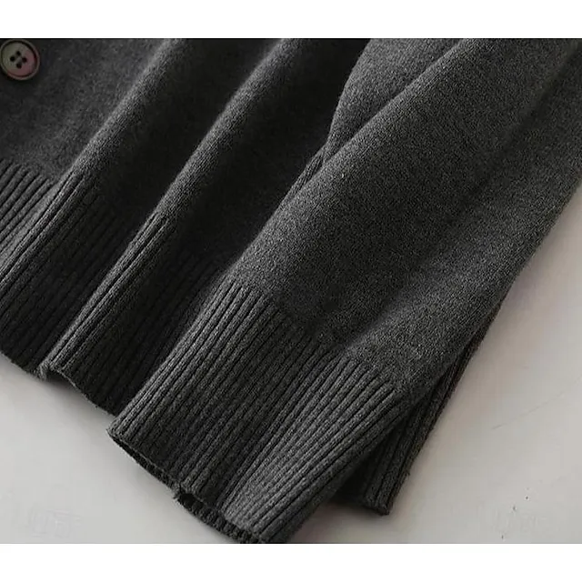 Men’s Sweater Cropped Sweater Cardigan Sweater Ribbed Knit Regular Knitted Plain V Neck Warm Ups Modern Contemporary Daily Wear Going out Clothing Apparel Winter Black Burgundy S M L 20c22558c3c973f20e11a709bc8ba31e