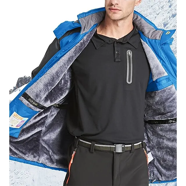 Men’s Hoodie Jacket Hiking Jacket Ski Jacket Rain Jacket Outdoor Daily Wear Warm Zipper Pocket Winter Color Block Fashion Streetwear Hooded Regular Black Red Blue Army Green Gray Jacket 1211f481eeda4756fbb1756eb7c01581