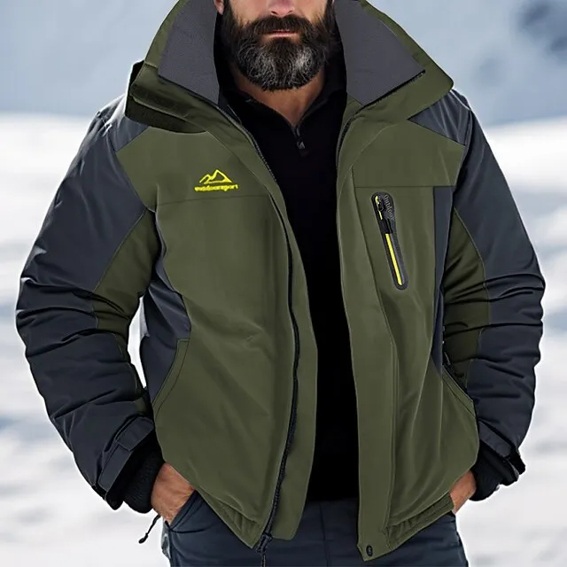 Men’s Hoodie Jacket Hiking Jacket Ski Jacket Rain Jacket Outdoor Daily Wear Warm Zipper Pocket Winter Color Block Fashion Streetwear Hooded Regular Black Red Blue Army Green Gray Jacket 1da6de1ddb274029c383586a3cee95f1