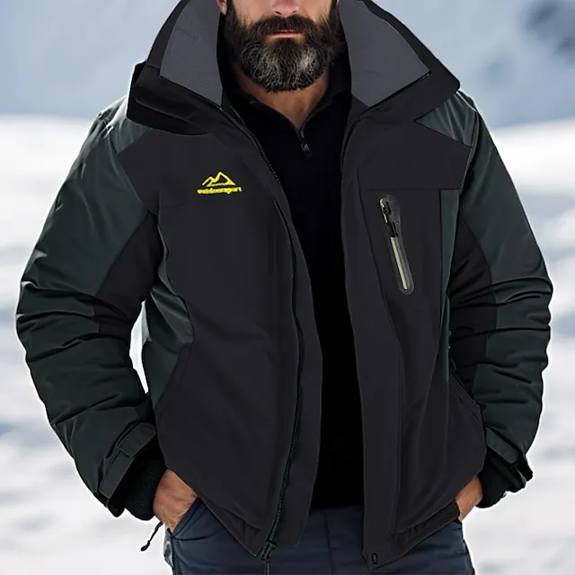 Men’s Hoodie Jacket Hiking Jacket Ski Jacket Rain Jacket Outdoor Daily Wear Warm Zipper Pocket Winter Color Block Fashion Streetwear Hooded Regular Black Red Blue Army Green Gray Jacket 81a9ece3bd28223288786234480d7b94