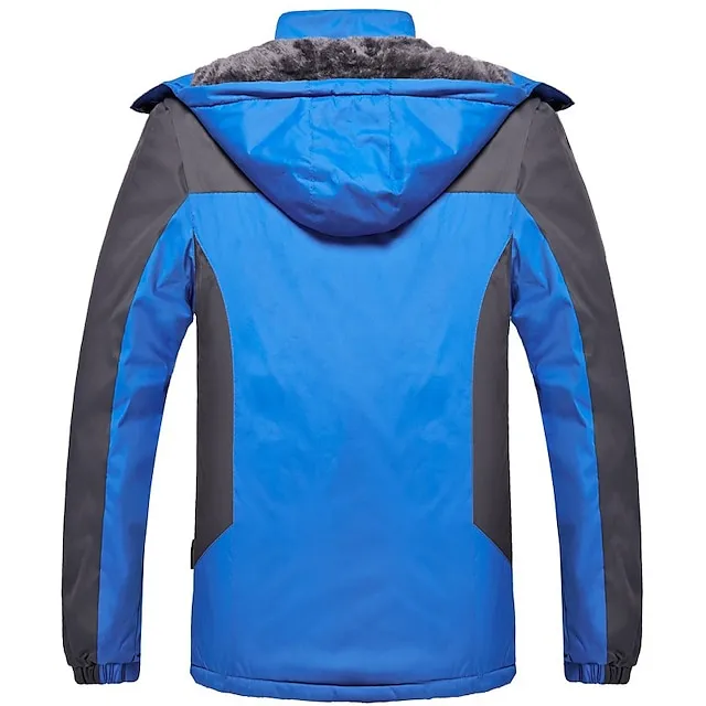 Men’s Hoodie Jacket Hiking Jacket Ski Jacket Rain Jacket Outdoor Daily Wear Warm Zipper Pocket Winter Color Block Fashion Streetwear Hooded Regular Black Red Blue Army Green Gray Jacket 8e23ce2458254874ba54e0fabd6f08ee