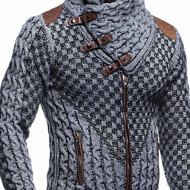 Men’s Cardigan Sweater Turtleneck Sweater Ribbed Knit Regular Side Pockets Cropped Plain Turtleneck Warm Ups Modern Contemporary Casual Daily Wear Clothing Apparel Fall Winter Gray S M L a4131aff2a8d9e4bd2aba4ea95aa5644