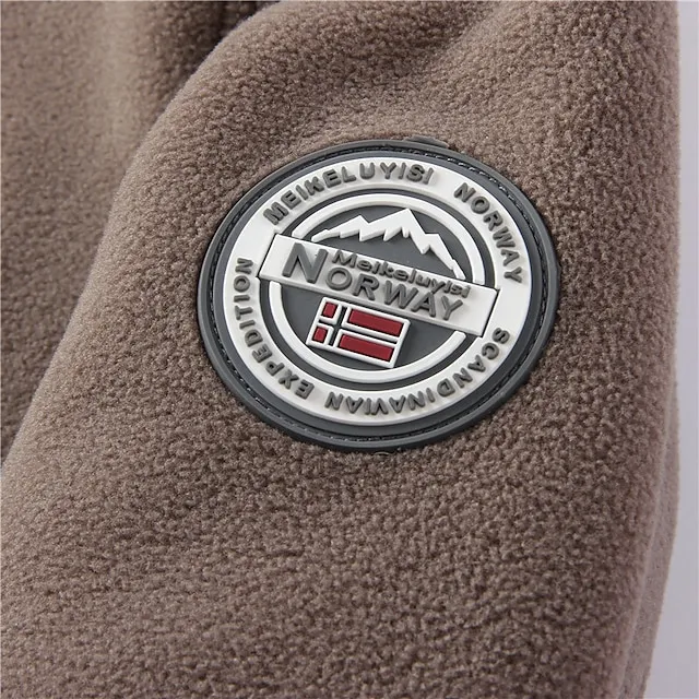 Men’s Winter Jacket Polar Fleece Jacket Fleece Jacket Outdoor Daily Wear Warm Pocket Fall Winter Plain Fashion Streetwear Lapel Regular Black Red Blue Brown Gray Jacket 1dccbd7365dde70092171b1c0b767109