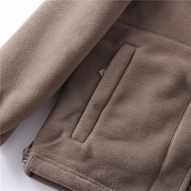 Men’s Winter Jacket Polar Fleece Jacket Fleece Jacket Outdoor Daily Wear Warm Pocket Fall Winter Plain Fashion Streetwear Lapel Regular Black Red Blue Brown Gray Jacket 7e6bd85851336a72316b9629845b0794