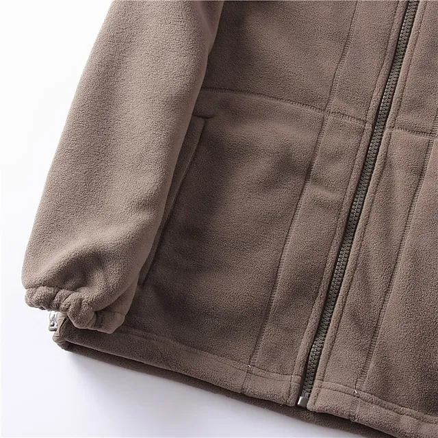Men’s Winter Jacket Polar Fleece Jacket Fleece Jacket Outdoor Daily Wear Warm Pocket Fall Winter Plain Fashion Streetwear Lapel Regular Black Red Blue Brown Gray Jacket e785fad7f15bad30122a83aa2a2329a9