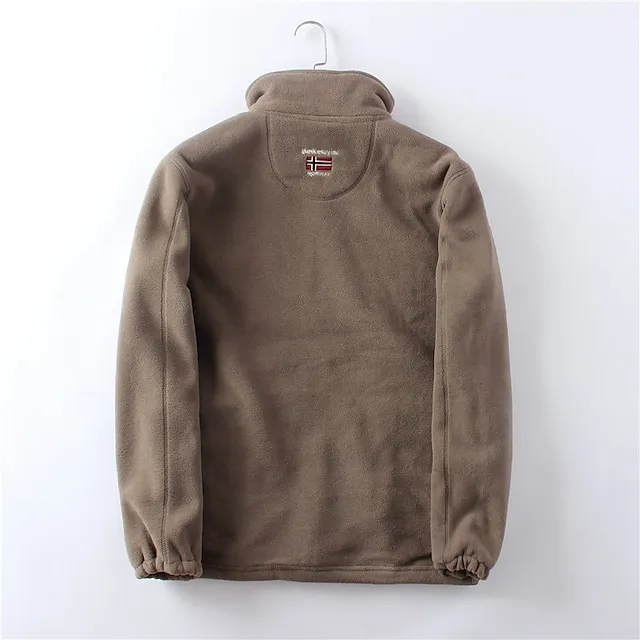 Men’s Winter Jacket Polar Fleece Jacket Fleece Jacket Outdoor Daily Wear Warm Pocket Fall Winter Plain Fashion Streetwear Lapel Regular Black Red Blue Brown Gray Jacket f9eeb6f52075e2b4d8531f05e252f0ab