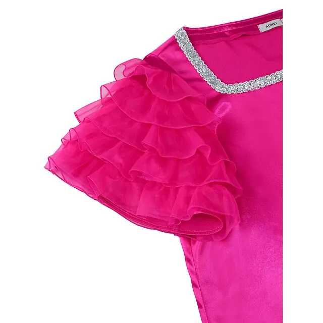 Women’s Party Dress Wedding Guest Dress Peplum Dresses Mini Dress Fuchsia Short Sleeve Pure Color Ruffle Spring Fall Winter Square Neck Fashion Winter Dress Wedding Guest Evening Party 2023 S M L XL 4a06c020728e50fe3312713a498d80f3