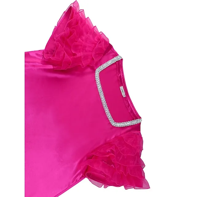 Women’s Party Dress Wedding Guest Dress Peplum Dresses Mini Dress Fuchsia Short Sleeve Pure Color Ruffle Spring Fall Winter Square Neck Fashion Winter Dress Wedding Guest Evening Party 2023 S M L XL 6fda71e0947f97ef0925f0aeb2044a9e