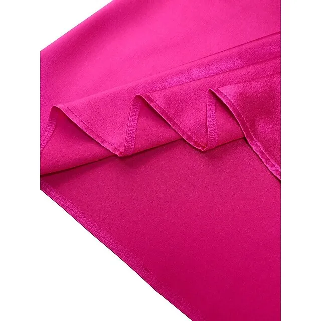 Women’s Party Dress Wedding Guest Dress Peplum Dresses Mini Dress Fuchsia Short Sleeve Pure Color Ruffle Spring Fall Winter Square Neck Fashion Winter Dress Wedding Guest Evening Party 2023 S M L XL f8a1db93c1e9be3de0c053ede1ee9844