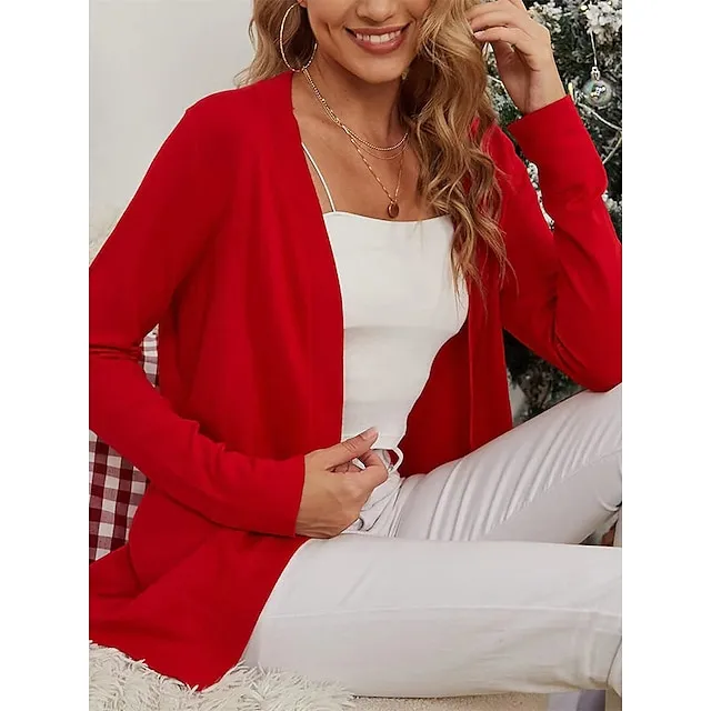 Women’s Knitted Cardigan Coat Classic V Neck Long Sleeve Open Front Sweater Fall Solid Color Cardigans Wine S M L 0c2acc90a12e1e098a0ec42bed19830b