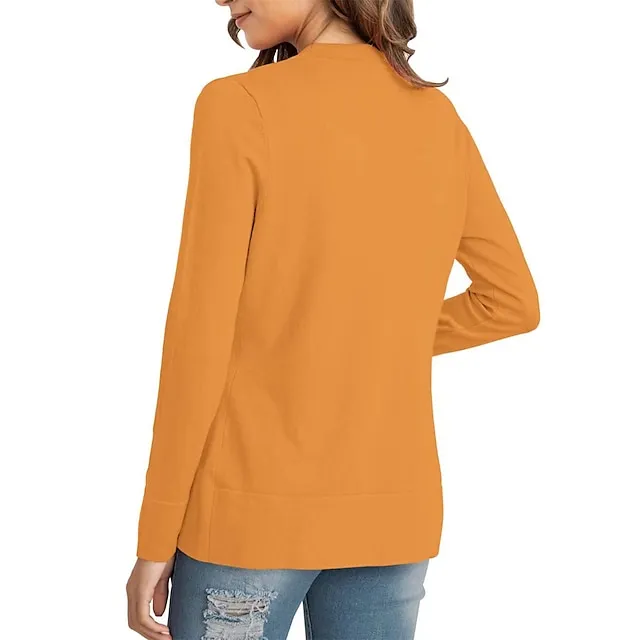 Women’s Knitted Cardigan Coat Classic V Neck Long Sleeve Open Front Sweater Fall Solid Color Cardigans Wine S M L 47f7e1f84377de1167cc22af5c977ba0