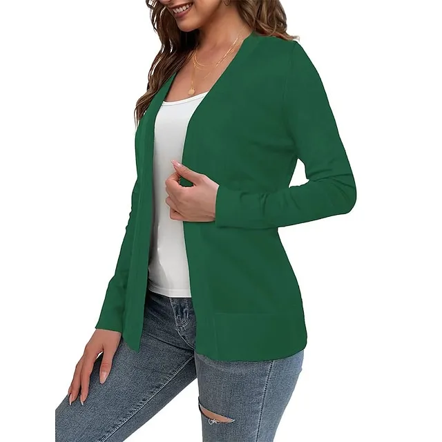 Women’s Knitted Cardigan Coat Classic V Neck Long Sleeve Open Front Sweater Fall Solid Color Cardigans Wine S M L dbbadea82385f39ff7c5c9b56a02c58b