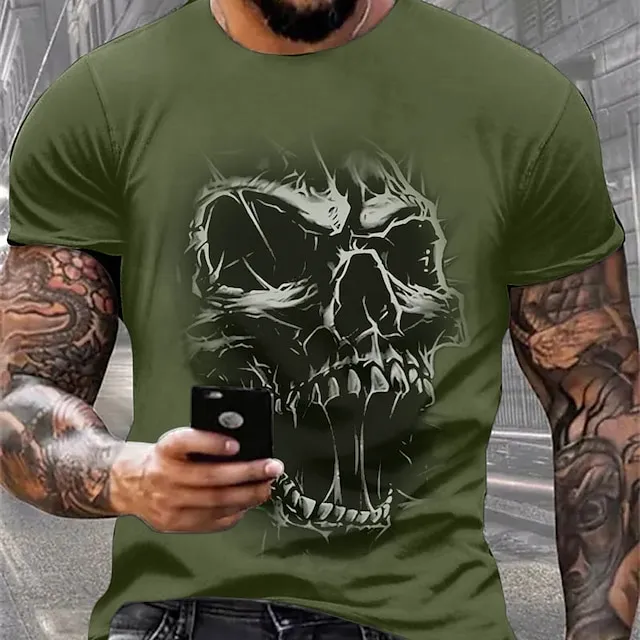 Skull Black White Red T shirt Tee Men’s Graphic Cotton Blend Shirt Sports Classic Shirt Short Sleeve Comfortable Tee Sports Outdoor Holiday Summer Fashion Designer Clothing S M L XL XXL XXXL d9810b1ed31150067bbc07ece1603d4b
