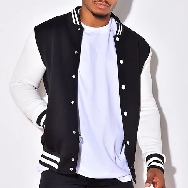 Men’s Lightweight Jacket Bomber Jacket Varsity Jacket Outdoor Daily Wear Warm Fall Winter Color Block Fashion Streetwear Stand Collar Regular Black Wine Red Purple Light Grey Jacket 5e4a11c24ef073380147aa90567d8f7f