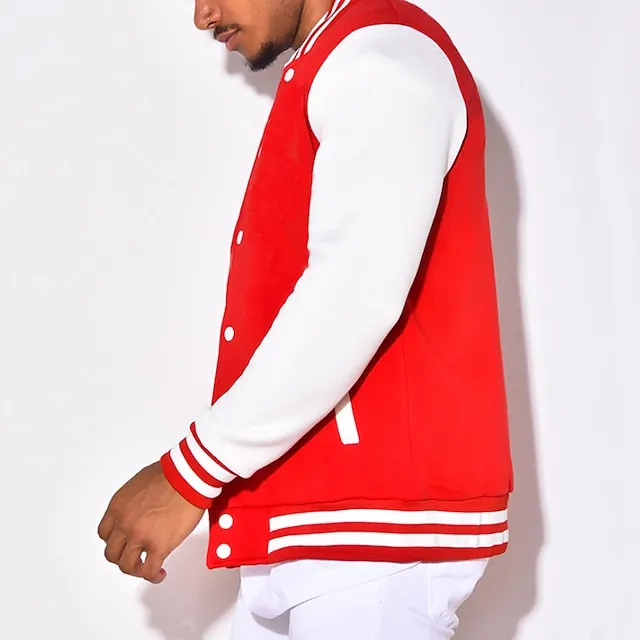 Men’s Lightweight Jacket Bomber Jacket Varsity Jacket Outdoor Daily Wear Warm Fall Winter Color Block Fashion Streetwear Stand Collar Regular Black Wine Red Purple Light Grey Jacket d3ccb3a5150cb3c56c1aa320d2a7f0c0