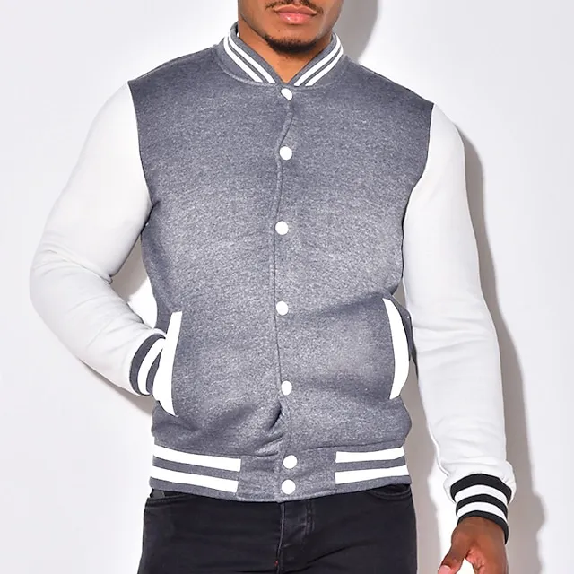 Men’s Lightweight Jacket Bomber Jacket Varsity Jacket Outdoor Daily Wear Warm Fall Winter Color Block Fashion Streetwear Stand Collar Regular Black Wine Red Purple Light Grey Jacket ee9d45af7830ea60707e305f0f92d6bb